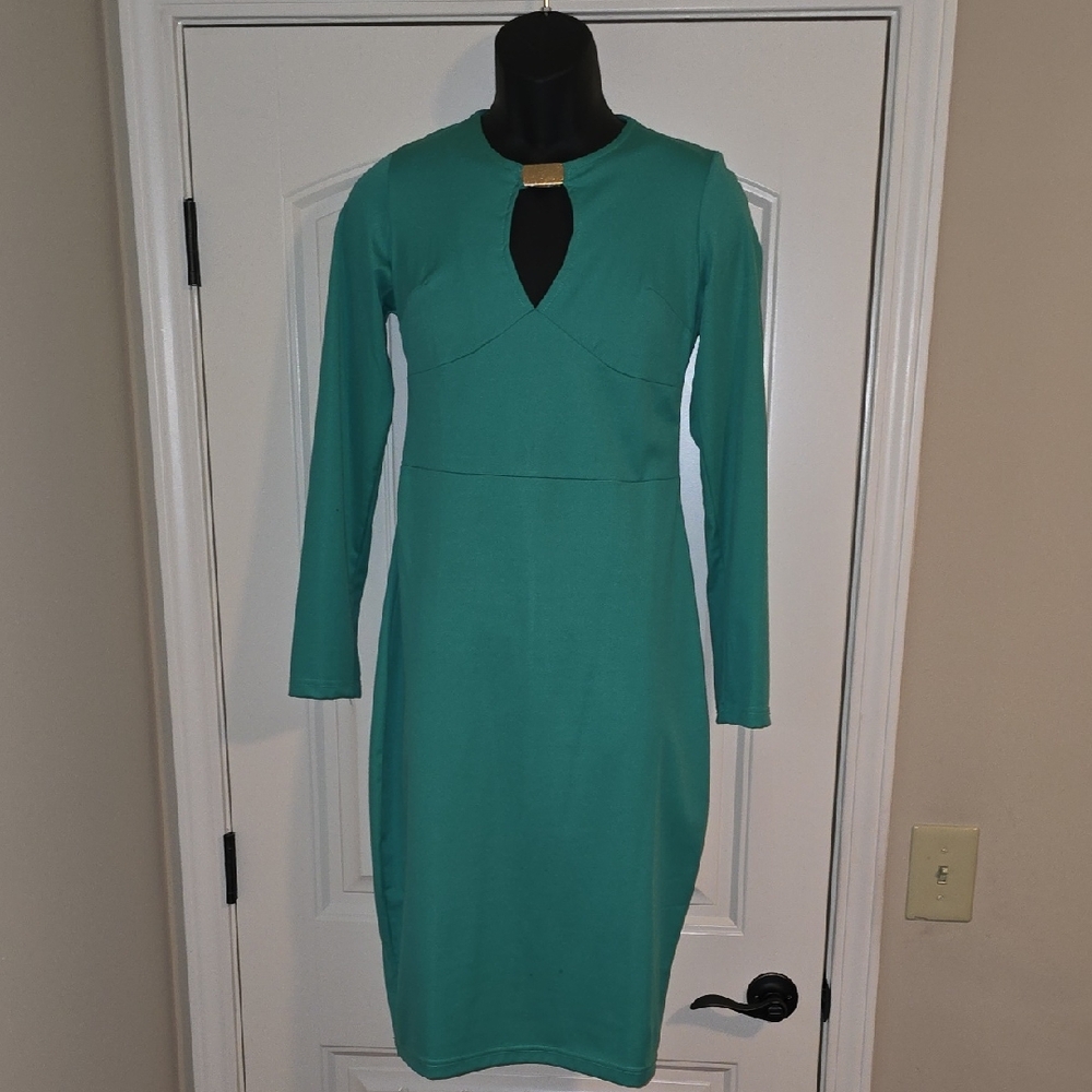 Chic Teal Long Sleeve Dress